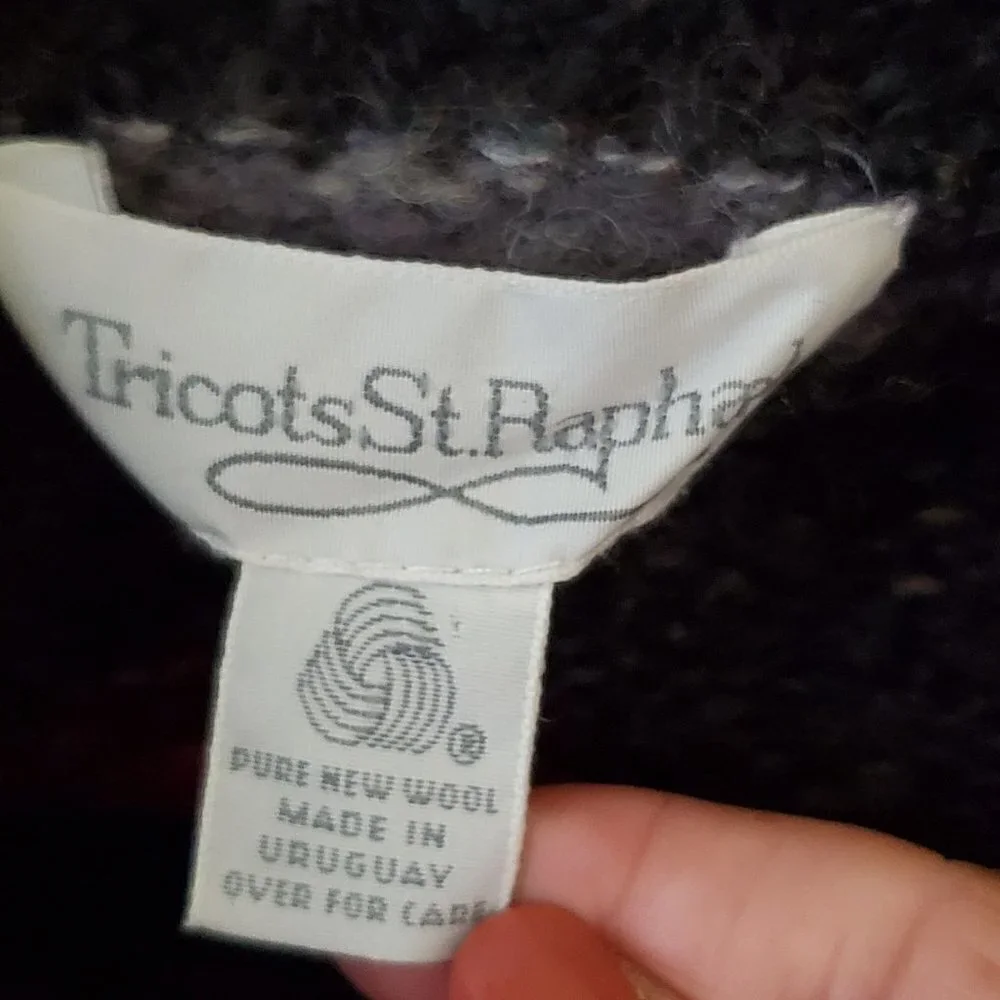 Tricots St. Raphael Vintage Wool Plaid Cowl Sweater Size M